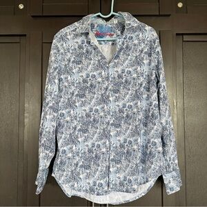 Robert Graham Men's Button-Front Casual Shirt Blue Floral - Size L